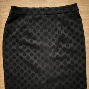 Ann Taylor Black Skirt with Black Dots Patterns Straight Fitted Skirt